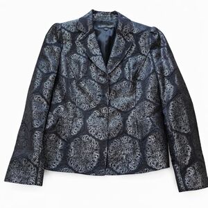 Vintage‎ Albert Nipon Black with metallic silver  Blazer size 10
